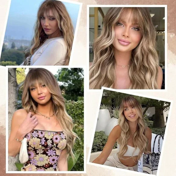 Women's 26 Inch Blonde Long Natural Looking Heat Resistant Synthetic Wig